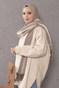 Modalamelif Zigzag Desenli Soft Kahve Atkı