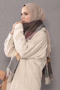 Modalamelif Zigzag Desenli Vizonrengi Hardal Atkı