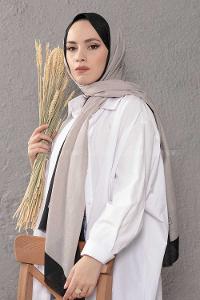 Modalamelif Açık Gri Siyah  Monogram Şal