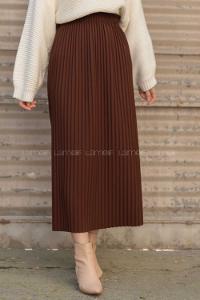 Modalamelif Bel Lastikli Piliseli Mira Etek Acı kahve