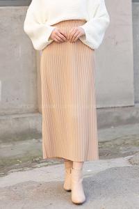 Modalamelif Bel Lastikli Piliseli Mira Etek Bej