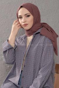 Modalamelif Çizgili Keten Şal Gül Kurusu