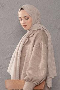 Modalamelif Çizgili Keten Şal Taş Rengi