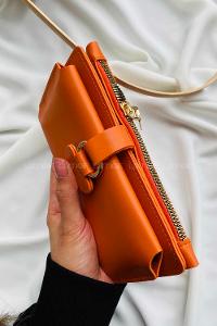 Modalamelif David Polo Büyük Boy İçi Kadife Tokalı Çanta Oranj