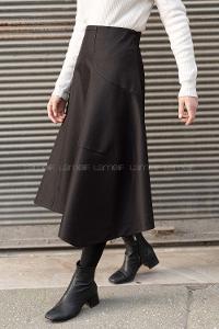 Modalamelif Gizli Fermuarlı Kloş Etek Siyah