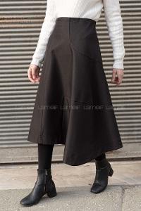 Modalamelif Gizli Fermuarlı Kloş Etek Siyah