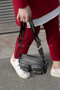 Modalamelif Hasır Askılı Saten Çanta Gri