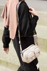 Modalamelif Hasır Askılı Saten Çanta Krem