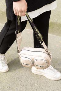 Modalamelif Hasır Askılı Saten Çanta Krem