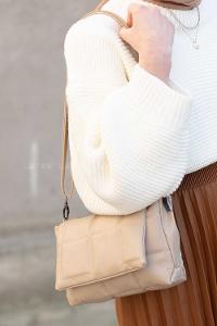 Lamelif Kapaklı Kapitone  Çanta Vizonrengi