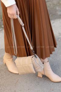 Lamelif Kapaklı Kapitone  Çanta Vizonrengi