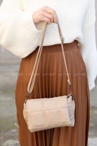 Lamelif Kapaklı Kapitone  Çanta Vizonrengi