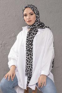 Modalamelif Leopar Desenli Şal Siyah