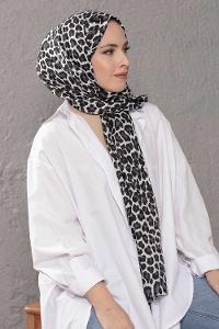 Modalamelif Leopar Desenli Şal Siyah