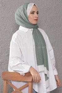Modalamelif Pastel Yeşili Ekru Monogram Şal