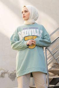 Modalamelif Redvile Baskılı Sweatshirt Pastel Yeşili