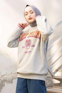 Modalamelif Same Dreams Baskılı Sweatshirt Gri