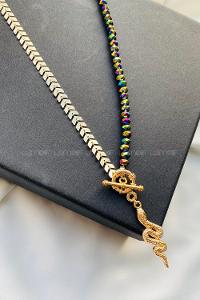 Modalamelif Çift Taraflı Yılan Kolye