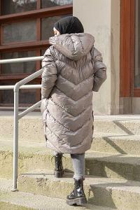 Modalamelif Kapşonlu Şişme Mont Gri