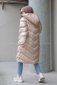 Modalamelif Kapşonlu Şişme Mont Sütlü Kahve