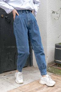 Modalamelif Paça Pileli Çift Cep Kot Pantolon Açık Mavi