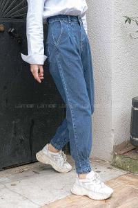 Modalamelif Paça Pileli Çift Cep Kot Pantolon Açık Mavi