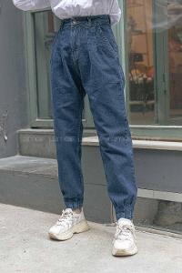 Modalamelif Paça Pileli Çift Cep Kot Pantolon Koyu Mavi