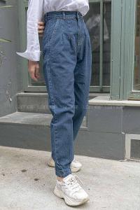 Modalamelif Paça Pileli Çift Cep Kot Pantolon Koyu Mavi