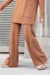 Modalamelif Beli Lastikli Triko Pantolon Sütlü Kahve