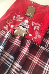 Modalamelif Uzun Kollu Penguen Desenli Kırmızı Pijama Takımı