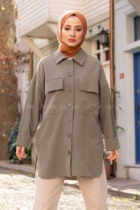 Modalamelif Kapak Cepli Gömlek Pastel Yeşili