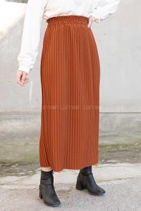 Modalamelif Bel Lastikli Piliseli Mira Etek Taba