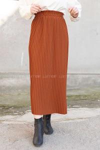 Modalamelif Bel Lastikli Piliseli Mira Etek Taba