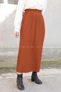 Modalamelif Bel Lastikli Piliseli Mira Etek Taba