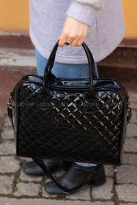 Modalamelif Dikişli Lidya Rugan Çanta Siyah