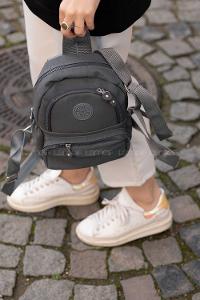 Modalamelif  Krinkıl Kumaş Üç Böçlmeli Sırt Çantası Gri