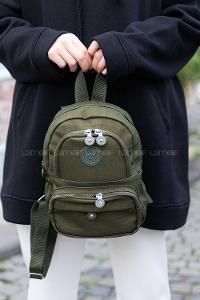 Modalamelif  Krinkıl Kumaş Üç Böçlmeli Sırt Çantası Haki