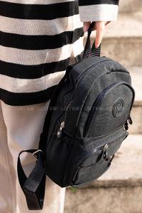 Modalamelif  Krinkıl Kumaş Üç Böçlmeli Sırt Çantası Siyah