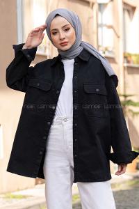 Modalamelif Önü Çıtçıt Düğmeli Ceket Siyah