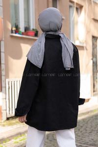 Modalamelif Önü Çıtçıt Düğmeli Ceket Siyah