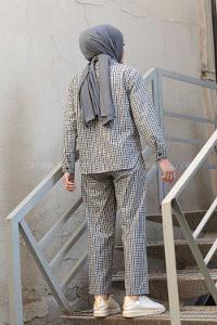 Modalamelif Pötikare Desen İkili Pijama Takım Gri