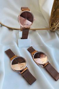 Modalamelif Rose Kahve Blok Saat