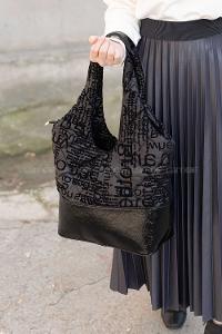 Lamelif Rugan Yazı Baskılı Jorge Çanta Siyah