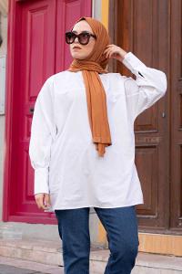 Modalamelif ya_rasa Kol Tunik Beyaz