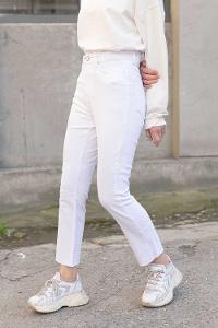 Modalamelif Yüksek Bel Mom Fit Jean Beyaz