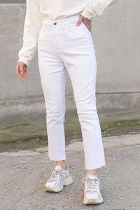 Modalamelif Yüksek Bel Mom Fit Jean Beyaz