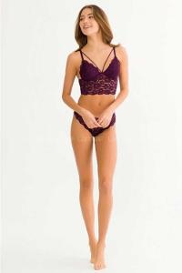 Modalamelif Cansoy Kadın Dantelli Uzun Bralet Takım Mor