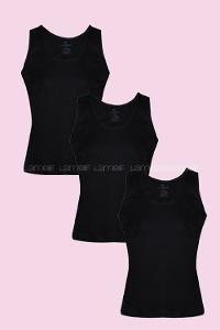 Modalamelif Ribana Saten Geniş Askılı Atlet 3 lü Paket Siyah