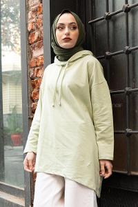 Modalamelif Asimetrik Salaş Sweatshirt Çağla Yeşili