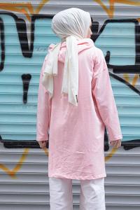 Modalamelif Asimetrik Salaş Sweatshirt Pudra